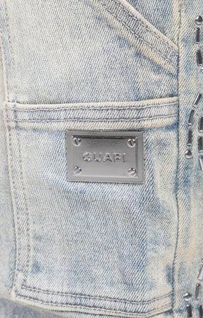 Guapi Emerald Spider Rhinestone Stacked Denim Jeans