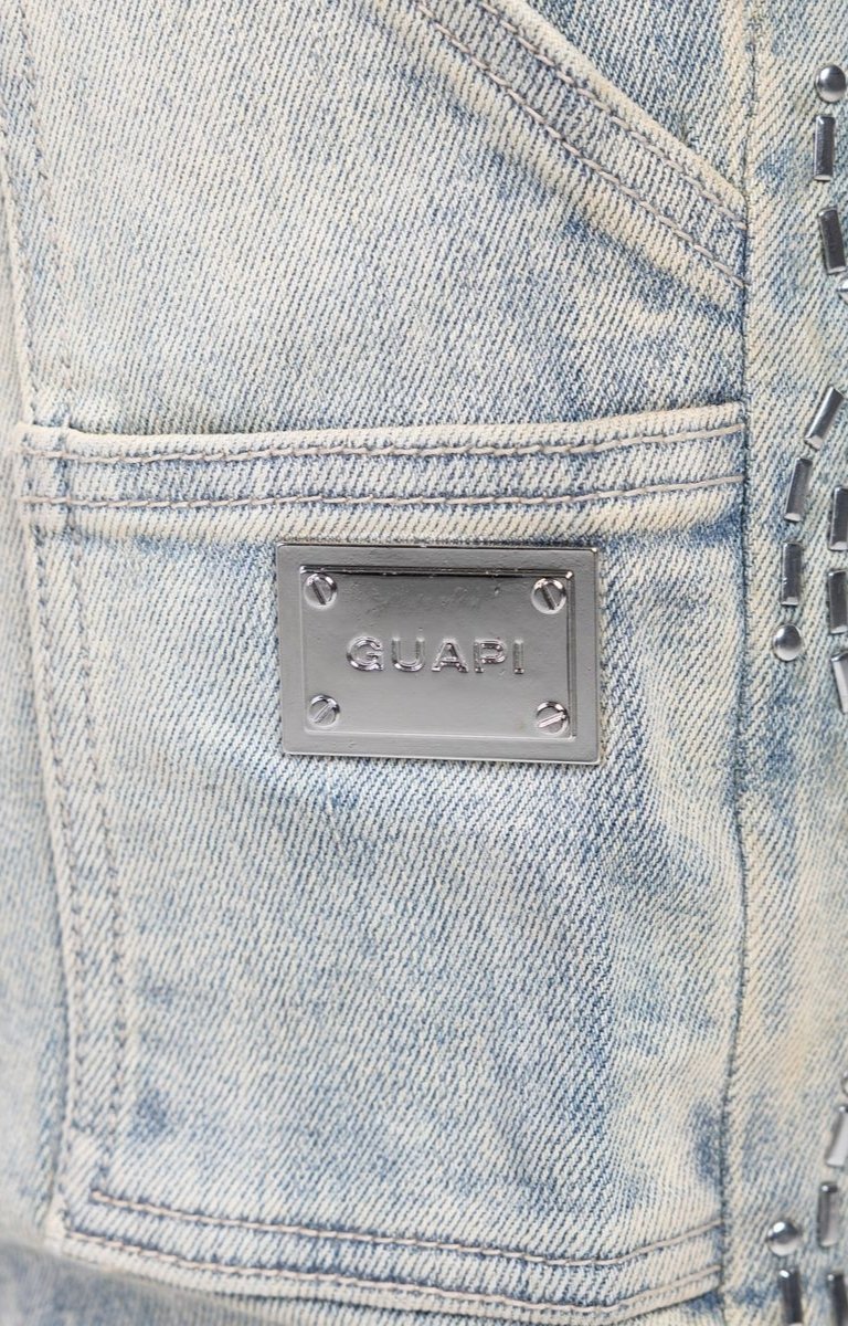 Guapi Emerald Spider Rhinestone Stacked Denim Jeans
