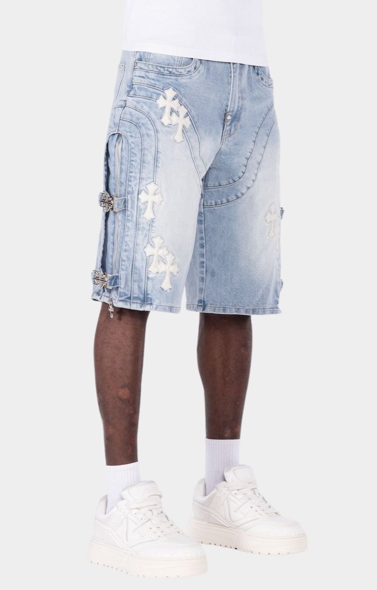 Premium stretch denim shorts designed for comfort and style.