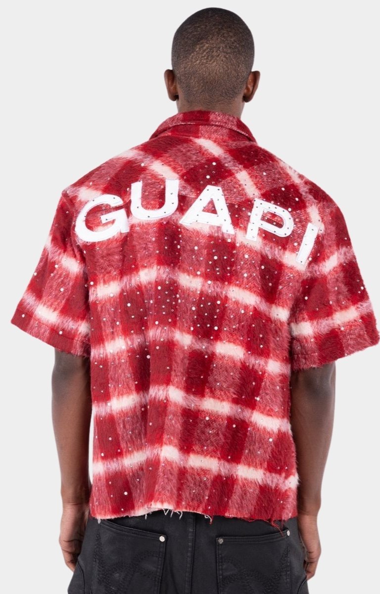 Guapi Red Inferno Rhinestone Shirt back view.