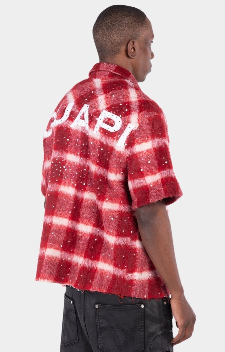 Premium brushed fabric detail on Guapi Red Inferno Shirt.