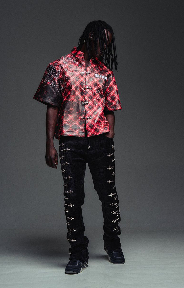 Guapi Vintage Inferno Leather Shirt - Red