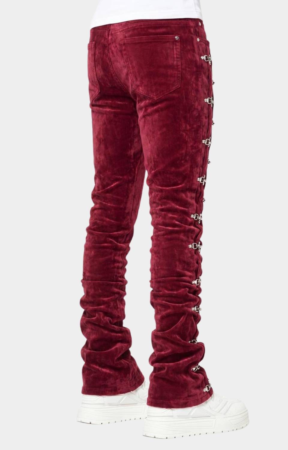 Guapi Red Velvet Aviation Clasp Pants back view.