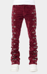 Guapi Red Velvet Aviation Clasp Pants front view.