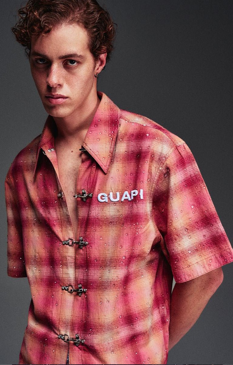 Guapi Desert Rose plaid shirt with relaxed boxy fit.
