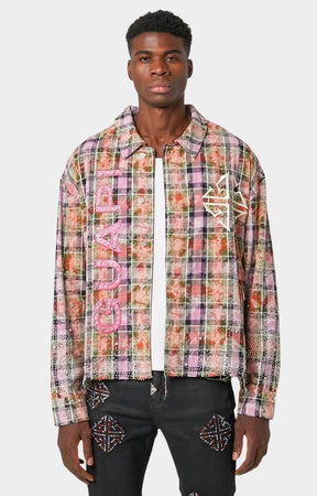 Guapi Rhinestone Flannel button front closure detail