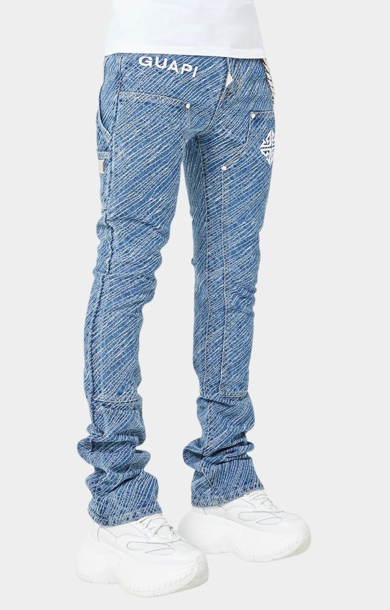 Wave-wash textured fabric detail on Guapi Royal Blue Striker Denim.