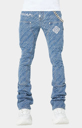 Guapi Royal Blue Striker Denim front view stacked skinny jeans.