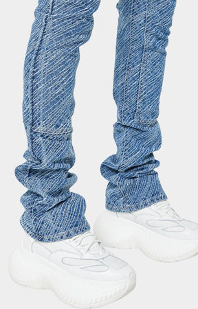 Stacked skinny fit detail of Guapi Royal Blue Striker Denim.