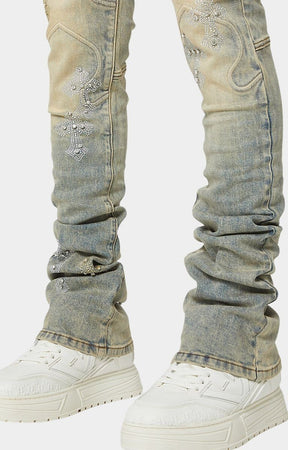 Stacked leg fit on GUAPI Faded Cross Denim V2.