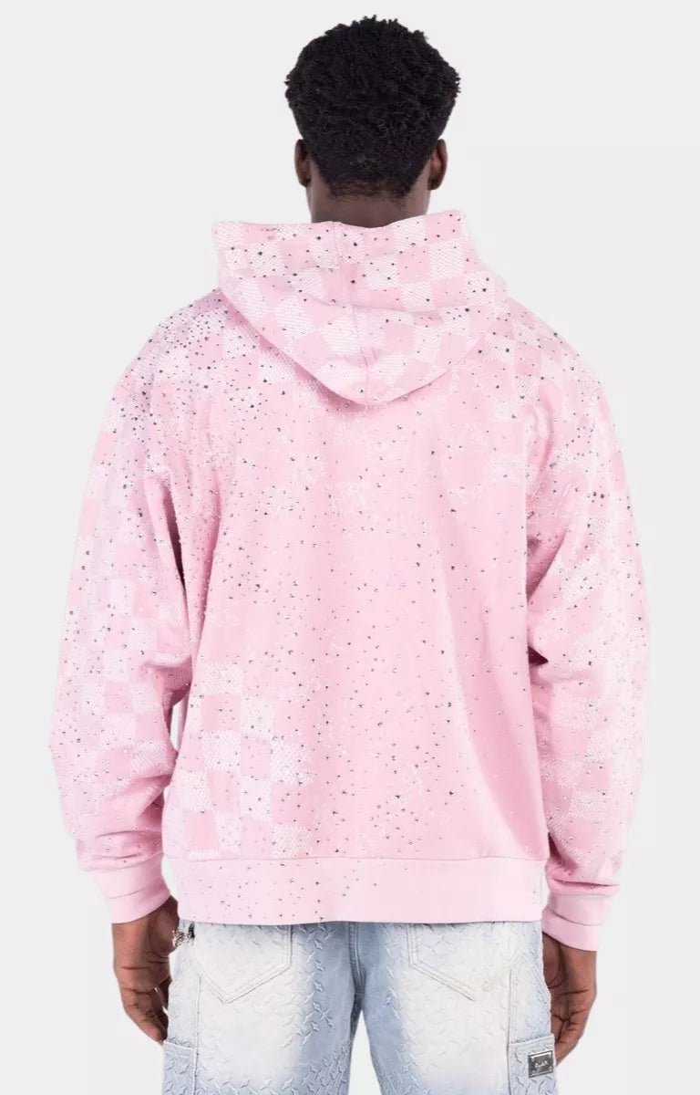 Back view of GUAPI French Rose Stardust streetwear hoodie.