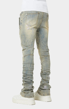 Stacked leg fit on GUAPI Faded Cross Denim V2.