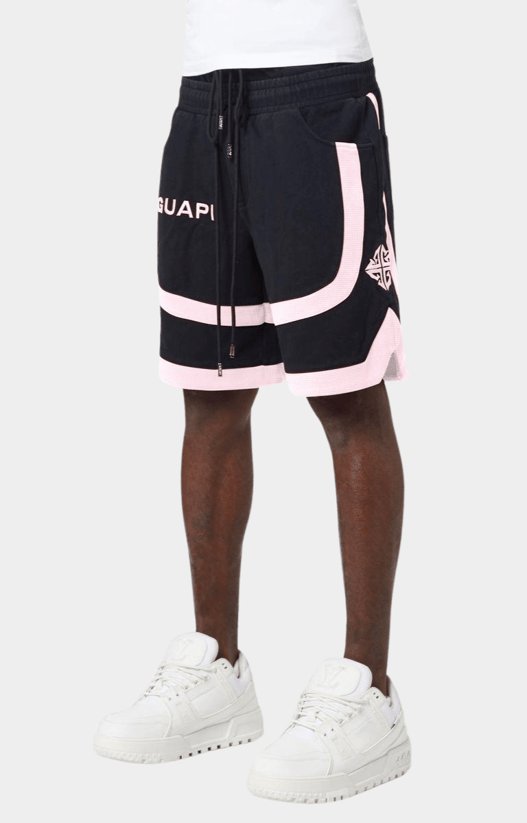 Functional side pocket detail on GUAPI Obsidian Black Shorts V2.