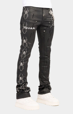 Guapi Obsidian Black Waxed Spider Denim – With Rhinestone