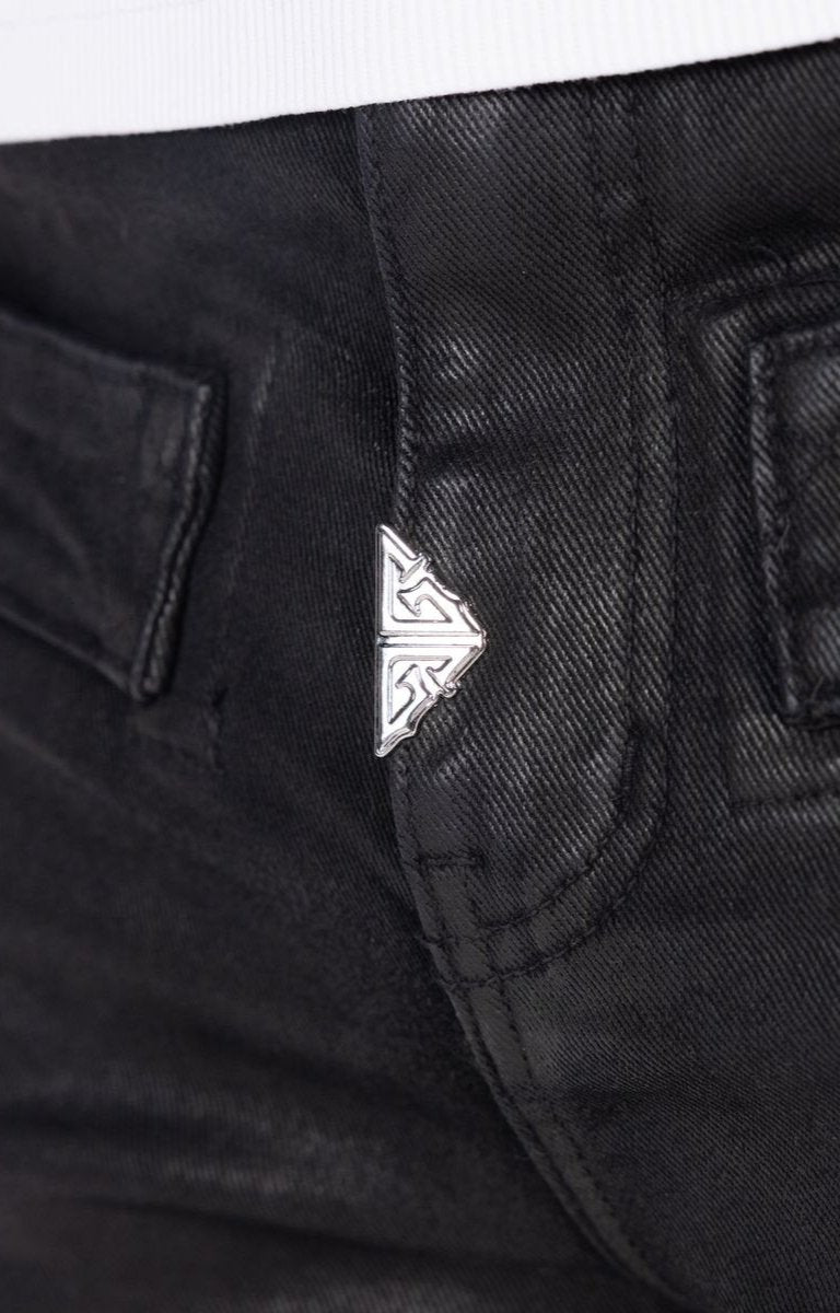 Guapi Obsidian Black Machine Gun Rhinestone Cargo Denim Jeans