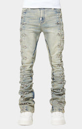 GUAPI Vintage Blue Aviation Clasp Denim front view.