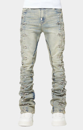 GUAPI Vintage Blue Aviation Clasp Denim front view.