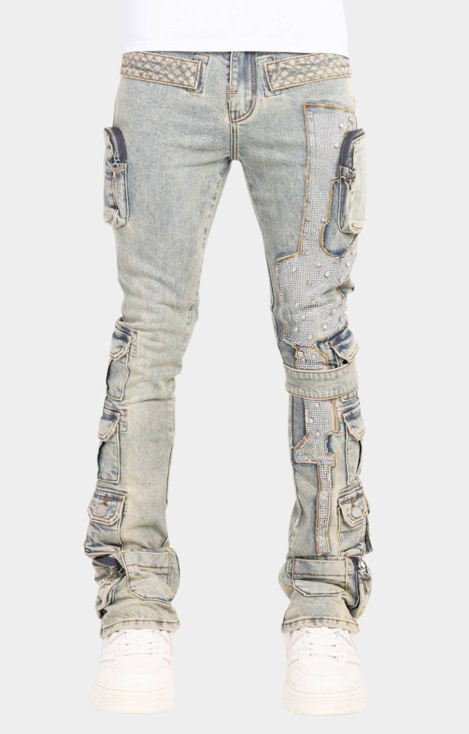 Guapi Vintage Machine Gun Denim front view.