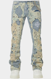 Guapi Vintage Paisley Distressed Denim front view.