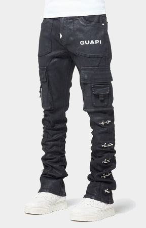 GUAPI Obsidian Black Waxed Cargo Denim