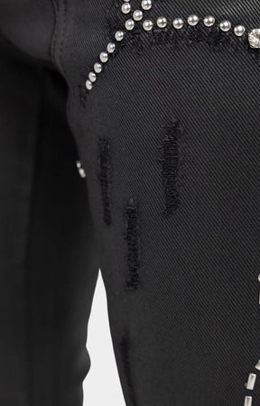 Guapi Obsidian Black Waxed Spider Denim – With Rhinestone
