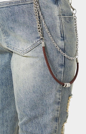 Guapi Vintage Blue Weston Denim chain and leather accessories
