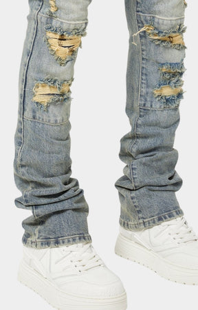 Guapi Weston Denim stacked hem and distressed detailing
