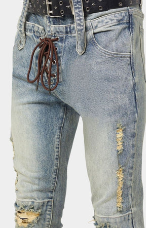 Guapi Weston Denim lace-up front closure detail