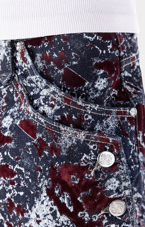 Wine red fashion shorts crafted from premium velvet fabric.