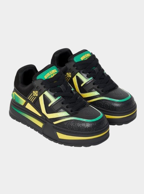 Guapi World Boss Reign V1 Sneakers front view black green yellow gradient