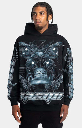 GUAPI Butterfly Hoodie in Black – front view.
