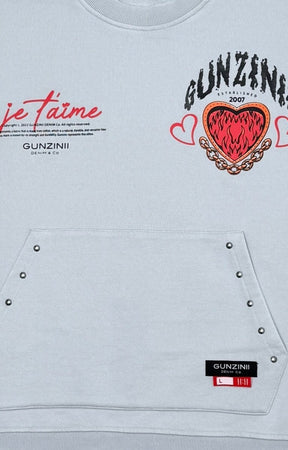 Flatlay of GUNZINII Kangaroo Pocket T-Shirt — Light Grey Styling