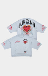 Kangaroo Pocket Detail with Rivet Studs and Brand Patch — GUNZINII Tee