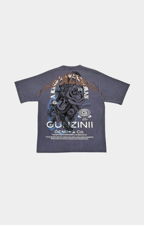 GUNZINII Men’s Graphic Short Sleeve T-Shirt Charcoal – Back View