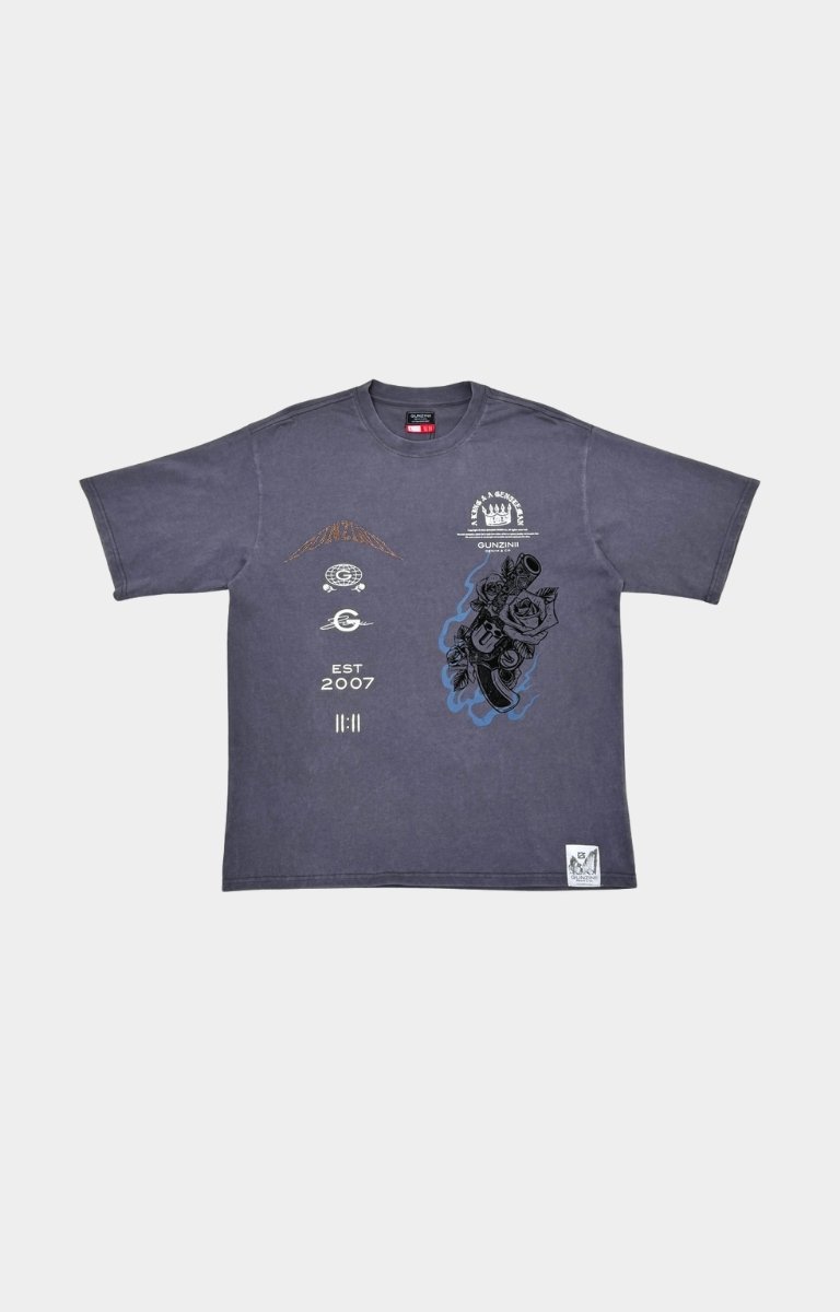 GUNZINII Men’s Graphic Short Sleeve T-Shirt Charcoal – Front View