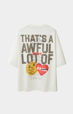 Hyde Park x ALOCS Stickered Up Oversized Graphic T Shirt White back graphic view.