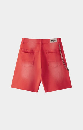 Back view of Hyde Park red denim shorts