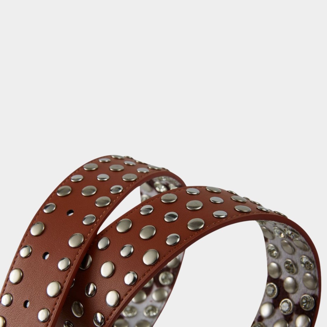 Back view Hyde Park HP belt cream brown leather strap.