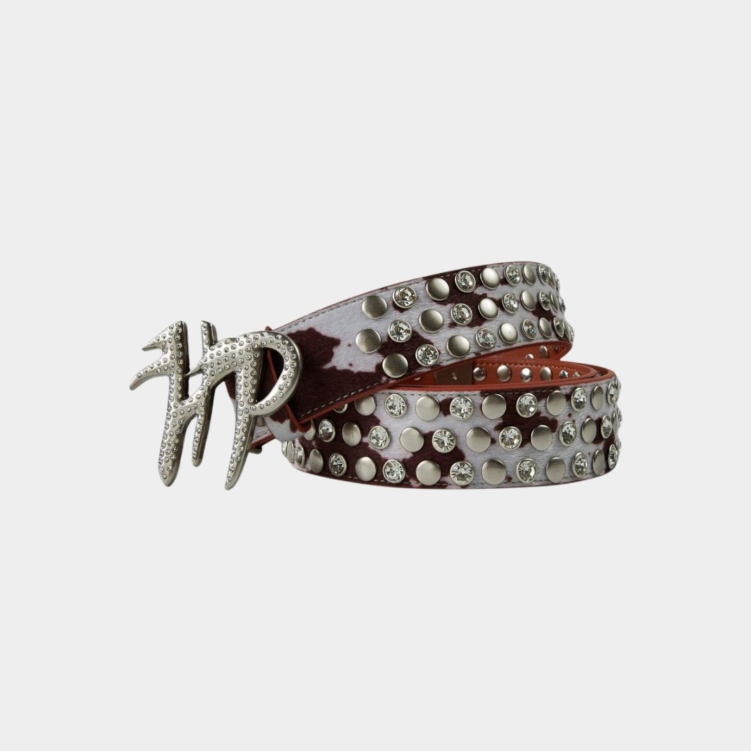 Hyde Park Cow Print HP Belt styled streetwear look.