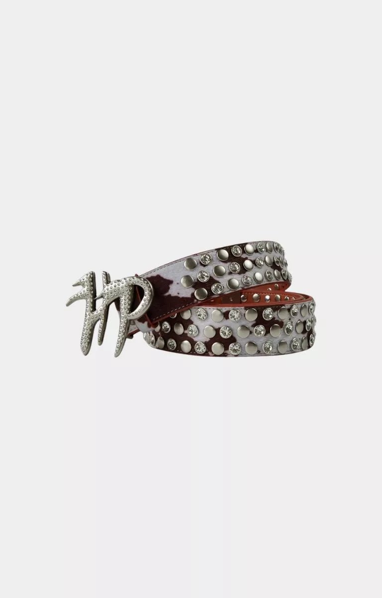 Hyde Park Cow Print HP Belt styled streetwear look.