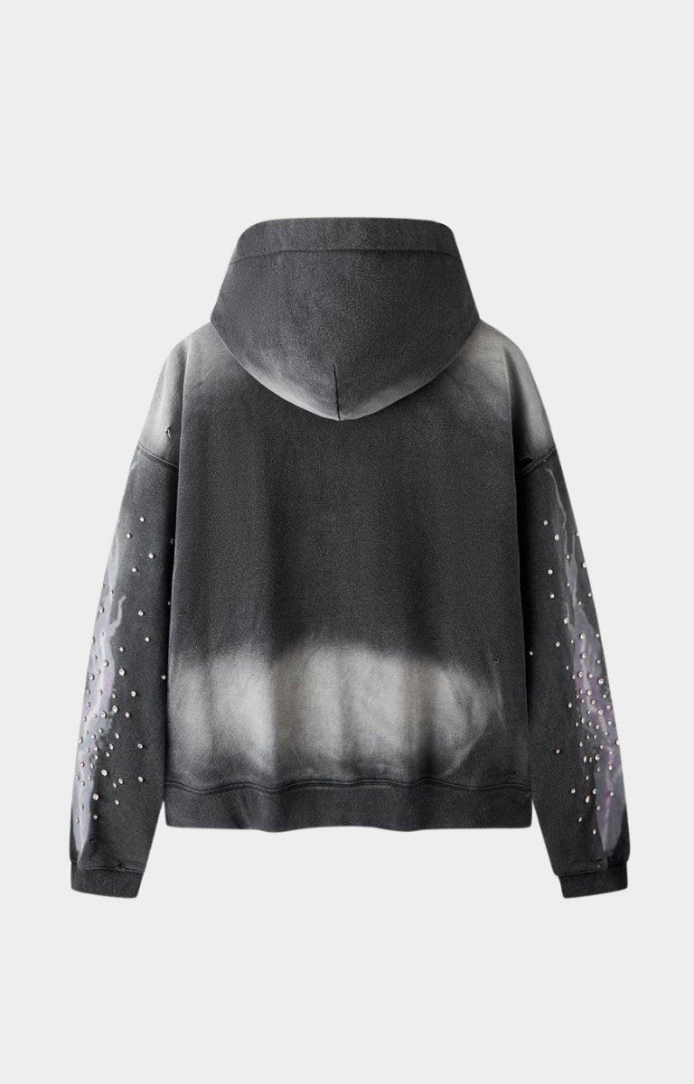 Back view of Hyde Park Electric Panther hoodie in black and grey wash