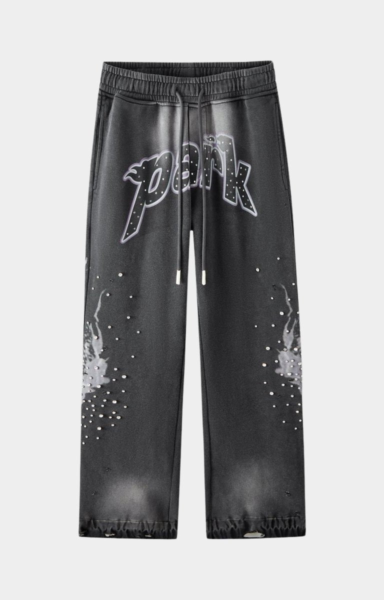 Hyde Park Electric Panther throw back wide leg jogger black — front view