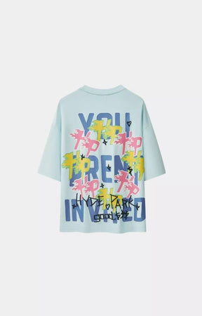 Hyde Park Encapsulate oversized graphic t shirt blue with large back print.