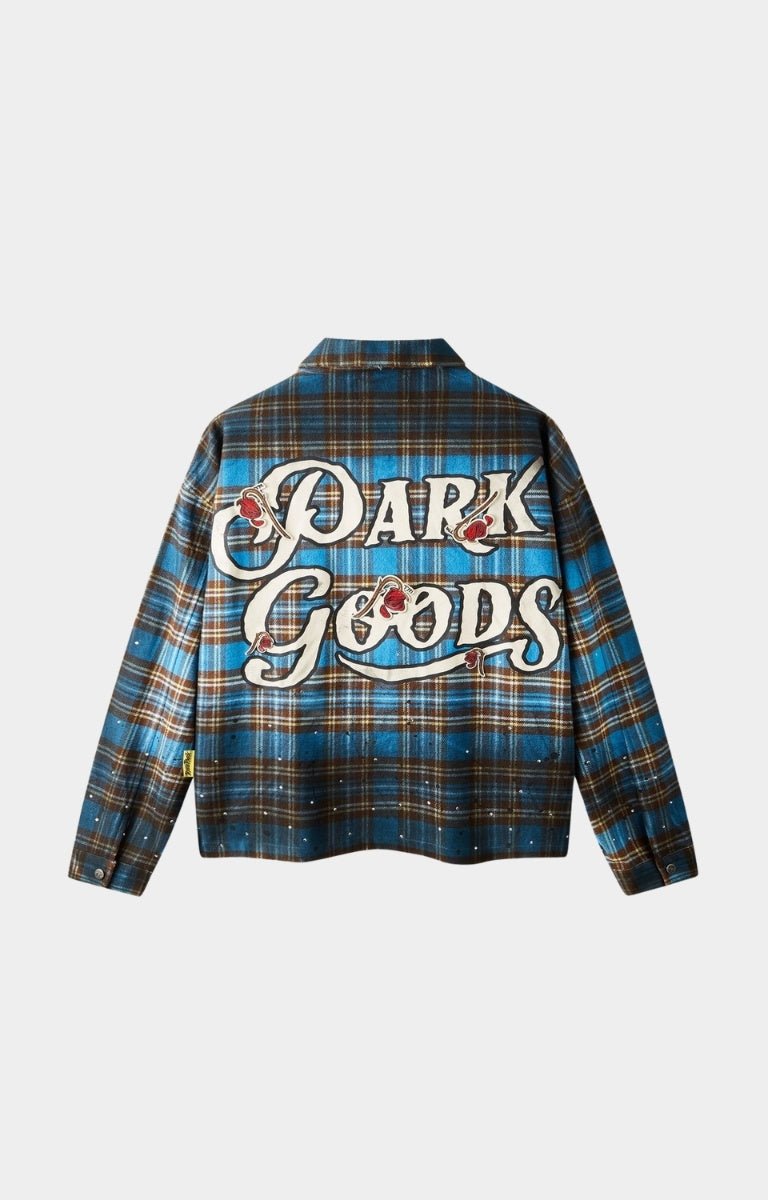 Hyde Park Park Goods Flannel long sleeve shirt blue back view