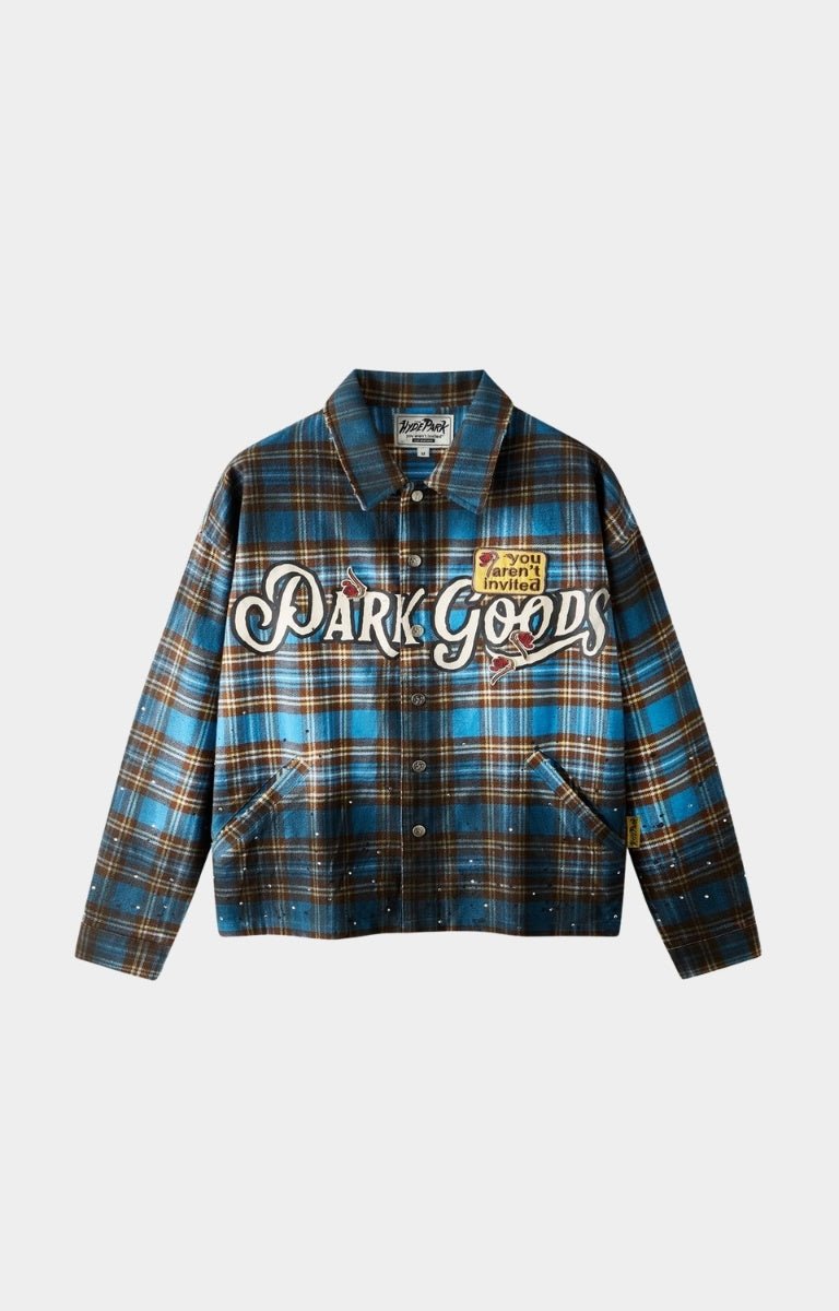 Hyde Park Park Goods Flannel long sleeve shirt blue front view