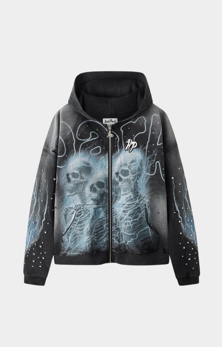 Hyde Park Grayskull Throw Back Full Zip Hoodie Black front view