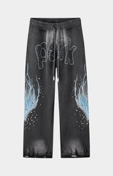 Hyde Park Grayskull Throw Back Wide Leg Jogger Black front view