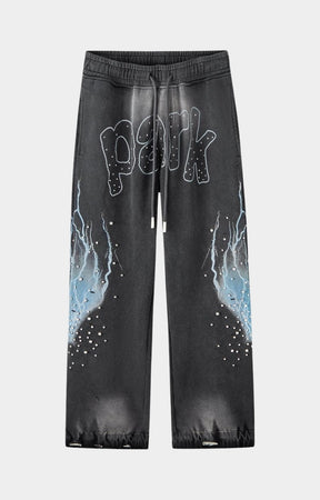 Hyde Park Grayskull Throw Back Wide Leg Jogger Black front view