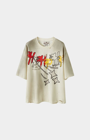 Hyde Park HP Star Tee Cream oversized graphic t-shirt front view