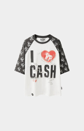 Hyde Park I Heart Cash Raglan Oversized T Shirt black front view.